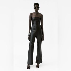 Zara strapless faux leather jumpsuit